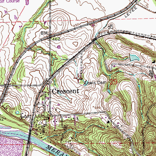 Topographic Map of Lewis Chapel (historical), MO