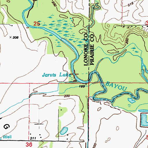 Topographic Map of Jarvis Lake, AR