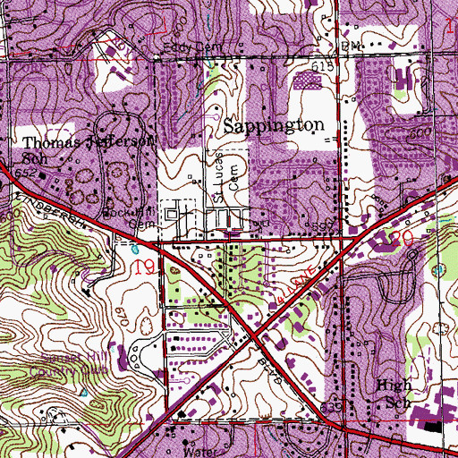 Topographic Map of Saint Lukas Church, MO