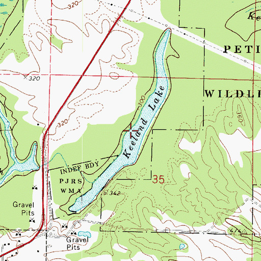 Topographic Map of Keeland Lake, AR