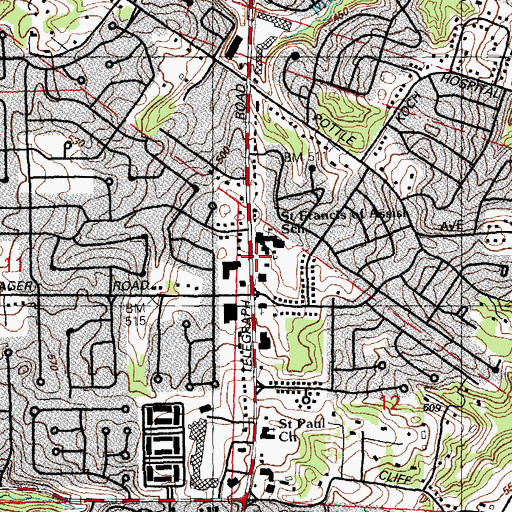 Topographic Map of Saint Francis of Assisi Church, MO