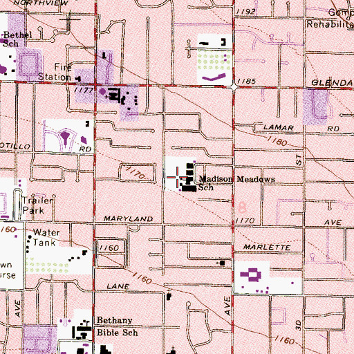 Topographic Map of Madison Meadows Middle School, AZ