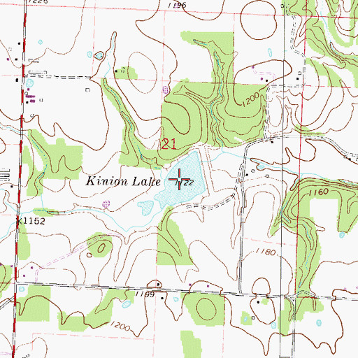 Topographic Map of Kinion Lake, AR