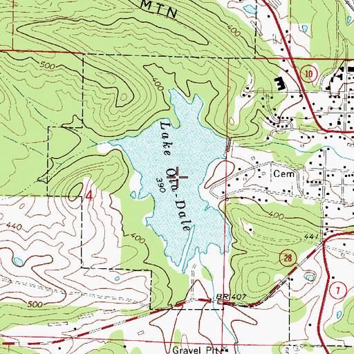 Topographic Map of Lake Ola-dale, AR