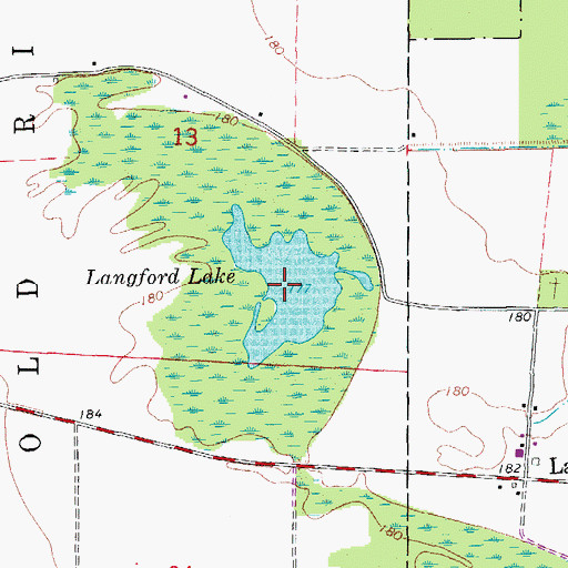 Topographic Map of Langford Lake, AR