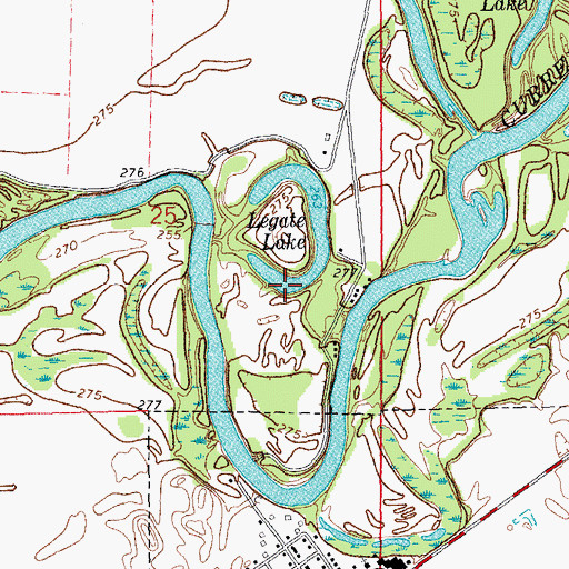 Topographic Map of Legate Lake, AR