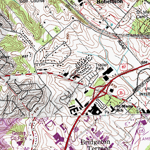 Topographic Map of Bridgeton Commons (historical), MO