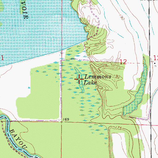 Topographic Map of Lemmons Lake, AR