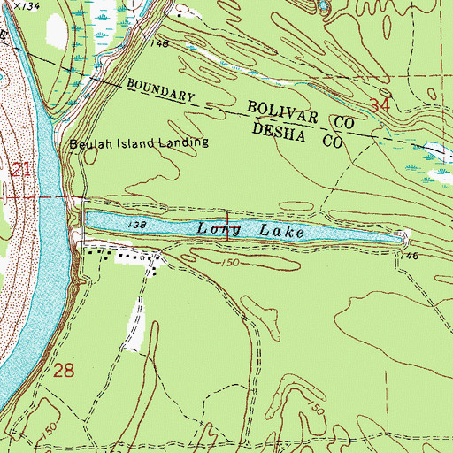Topographic Map of Long Lake, AR