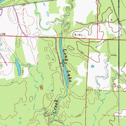 Topographic Map of Long Lake, AR