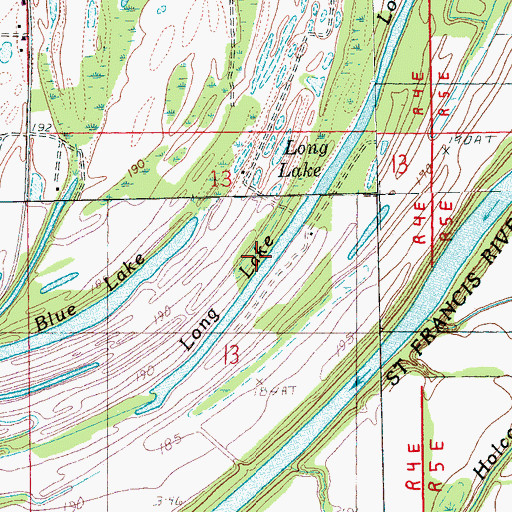 Topographic Map of Long Lake, AR