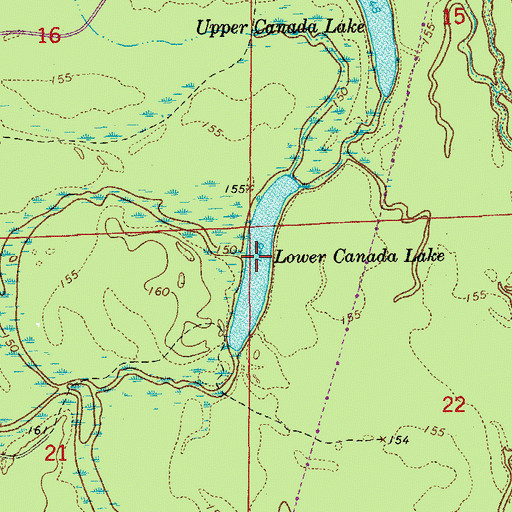 Topographic Map of Lower Canada Lake, AR