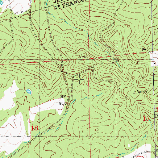 Topographic Map of Perrys Lead Mine (historical), MO