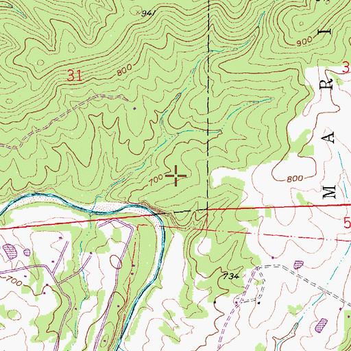 Topographic Map of Manchester Lead Diggings (historical), MO