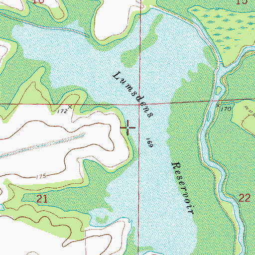 Topographic Map of Lumsdens Reservoir, AR