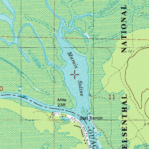 Topographic Map of Marais Saline, AR