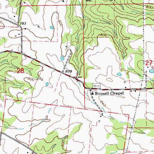 Topographic Map of Cedar Falls School (historical), MO