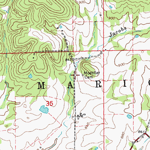 Topographic Map of Mostiller School (historical), MO
