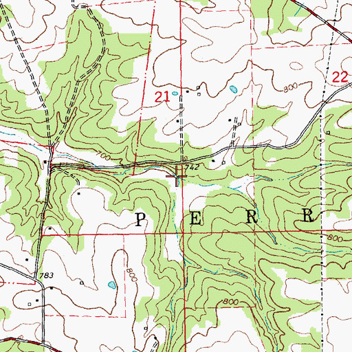 Topographic Map of Cedar Falls Branch, MO