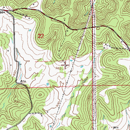 Topographic Map of Potosi Lead Diggings (historical), MO