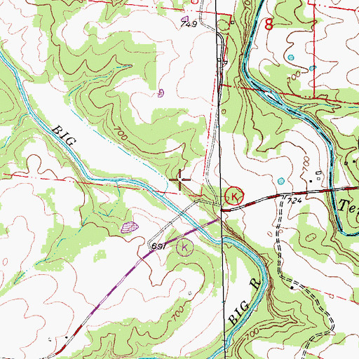 Topographic Map of Pike Run, MO