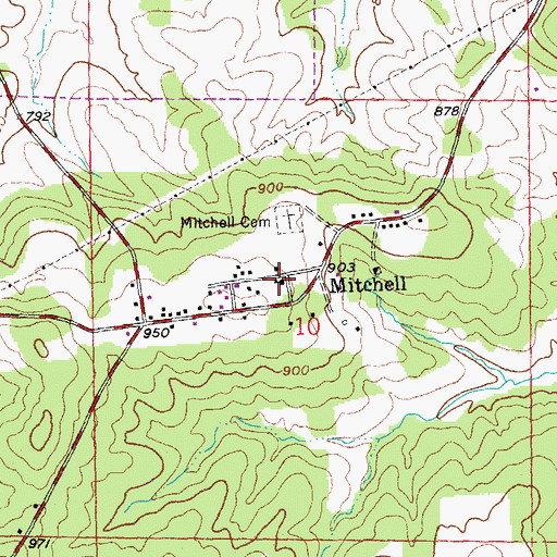 Topographic Map of Mitchell School, MO