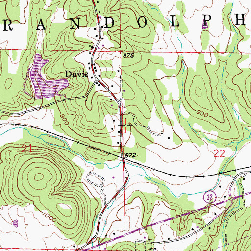 Topographic Map of Davis Crossing School (historical), MO