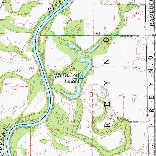 Topographic Map of McGuire Lake, AR