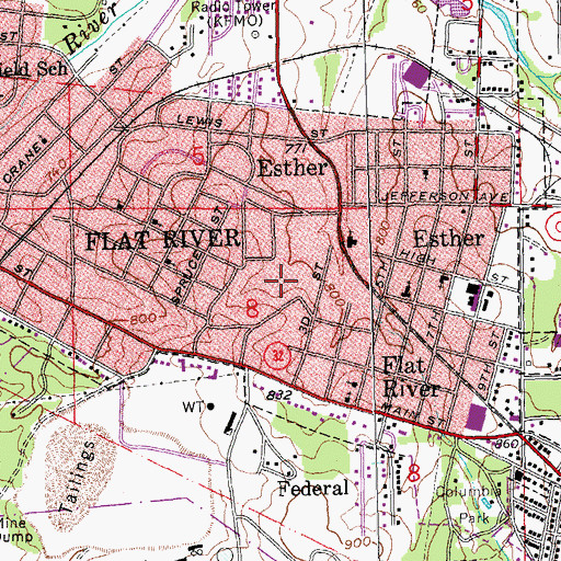 Topographic Map of East Flat River, MO