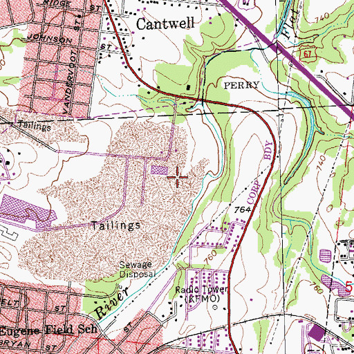 Topographic Map of Flat Lead Mine (historical), MO