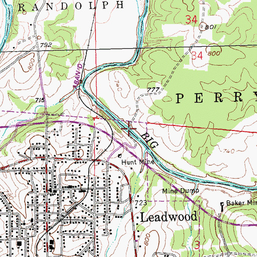 Topographic Map of Hunts Ford, MO