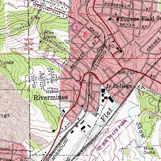 Topographic Map of Sacred Heart Catholic Church, MO