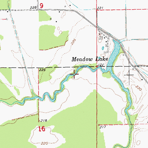 Topographic Map of Meadow Lake, AR