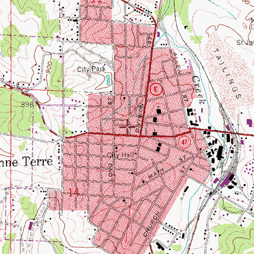 Topographic Map of The Lead Belt, MO