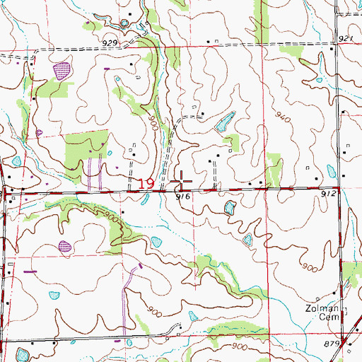 Topographic Map of Sugar Grove School (historical), MO