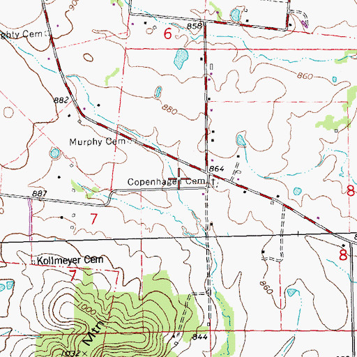 Topographic Map of Copenhagen, MO