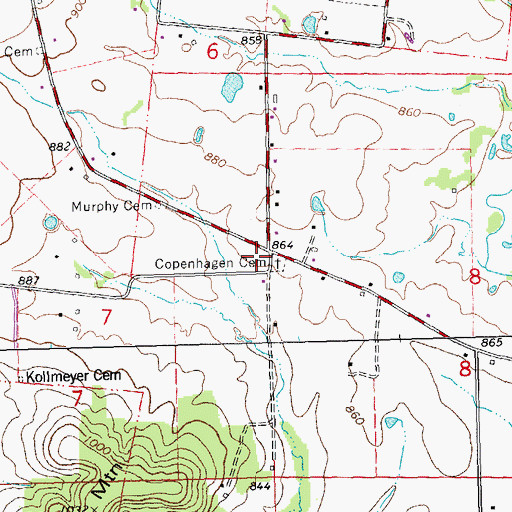 Topographic Map of Copenhagen German Methodist Church (historical), MO
