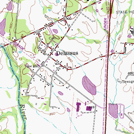 Topographic Map of De Lassus School (historical), MO