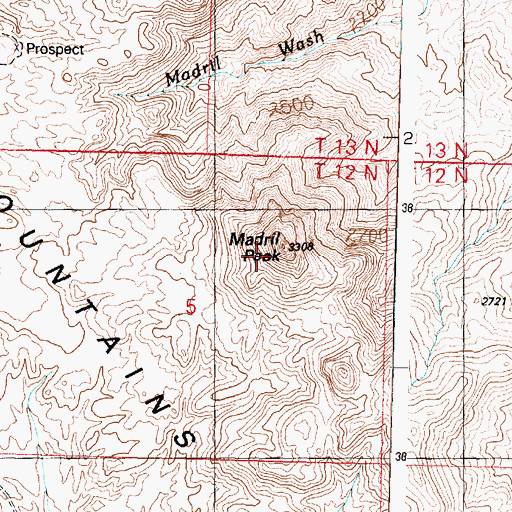 Topographic Map of Madril Peak, AZ