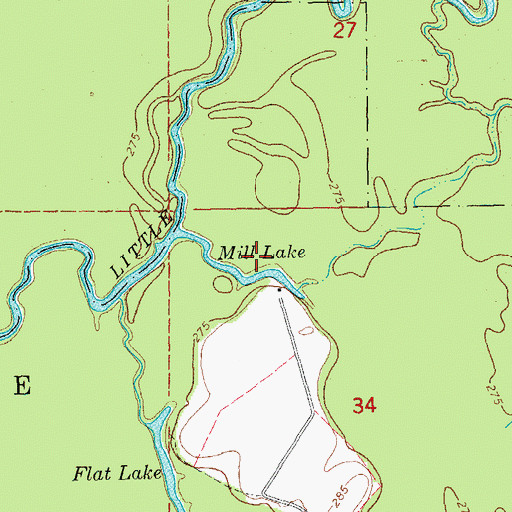 Topographic Map of Mill Lake, AR