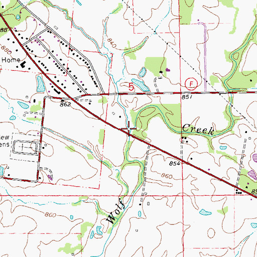 Topographic Map of Kennedy Branch, MO