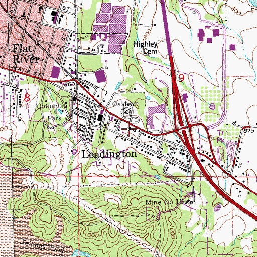 Topographic Map of Oak Grove Free Will Baptist Church, MO