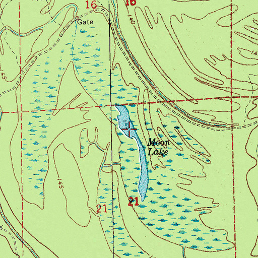 Topographic Map of Moon Lake, AR