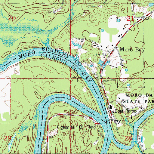 Topographic Map of Moro Bay, AR