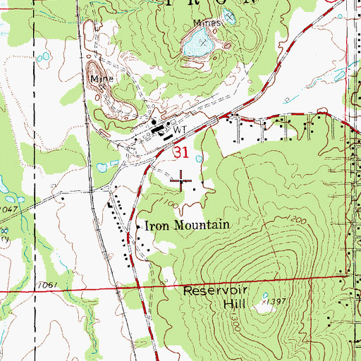 Topographic Map of Iron Mountain School, MO