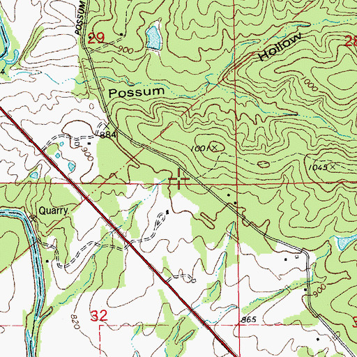 Topographic Map of Possum Hollow School (historical), MO