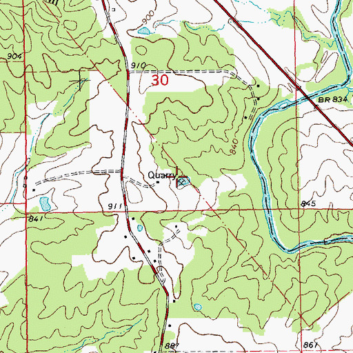 Topographic Map of Hill-O'Mera Construction Company Granite Quarry, MO