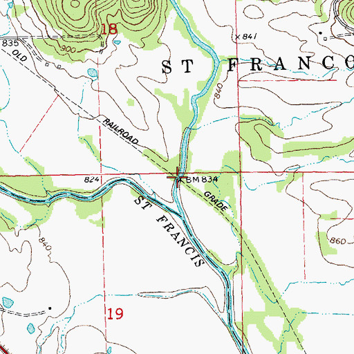 Topographic Map of Wolf Creek (historical), MO