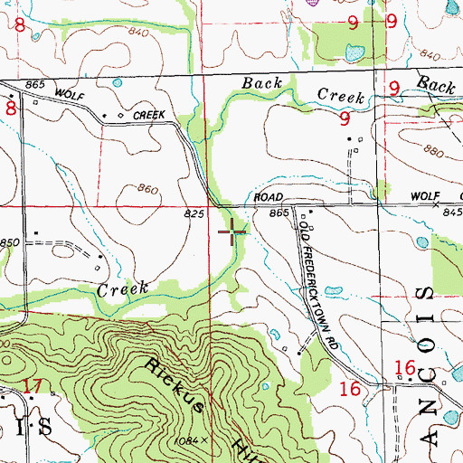 Topographic Map of Lick Branch, MO