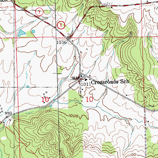 Topographic Map of Cross Roads, MO
